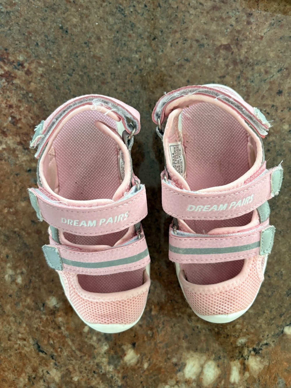 Dream Pairs Girls Pink Mesh Velcro closure Hook-and-Loop Sandals